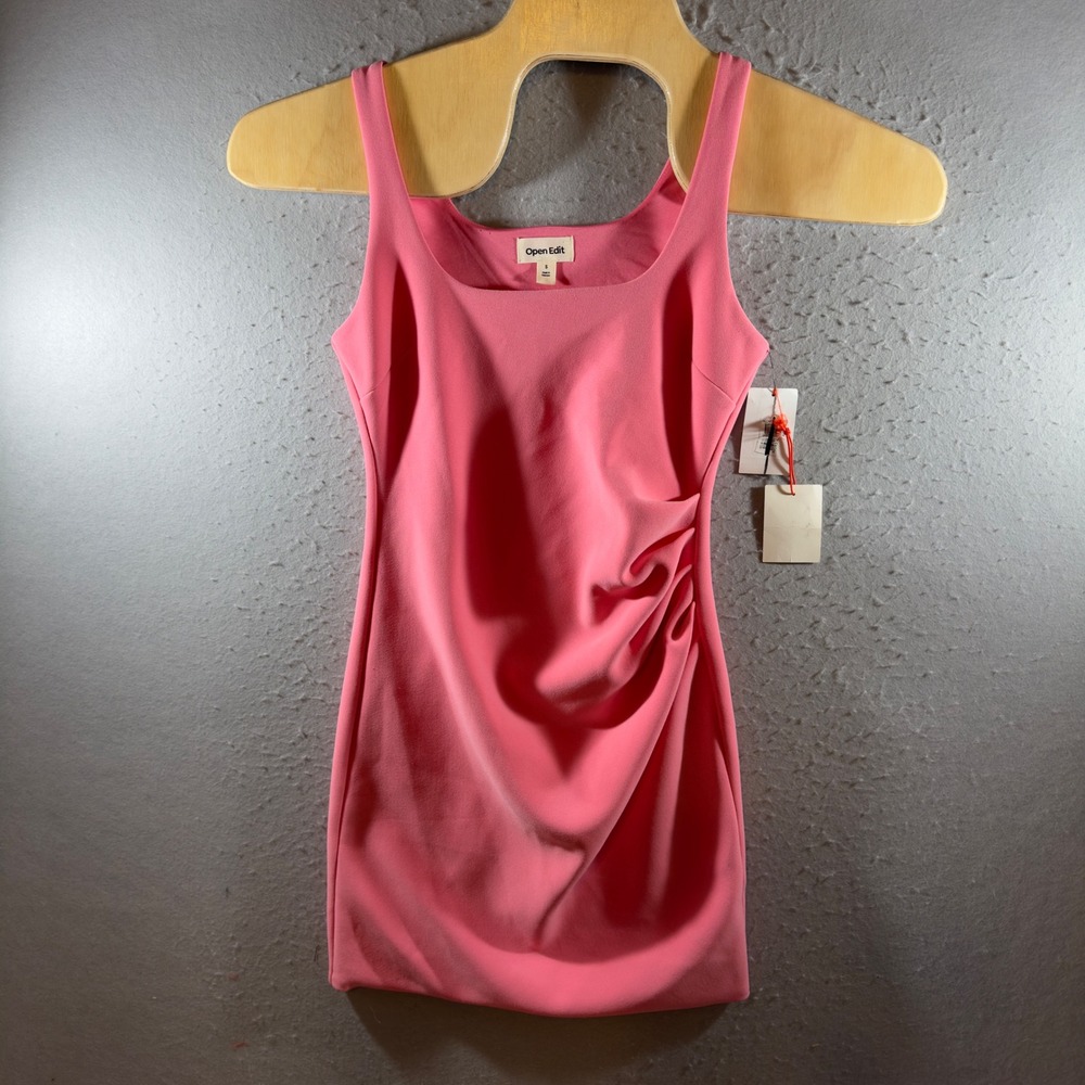 1710 |NWT Open Edit Dress Pink Square Neck Bodycon Sheath Nordstrom $69.50 Small